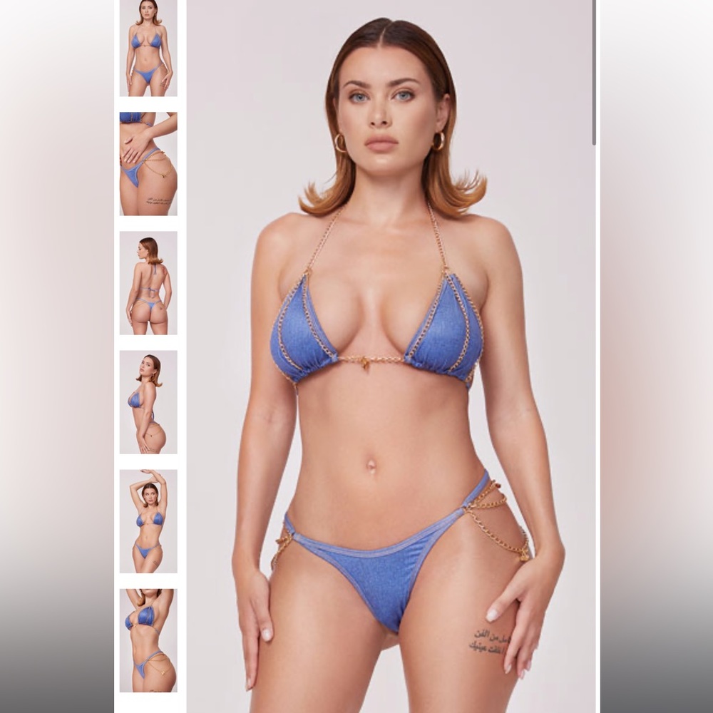 YANDY XLANA RHOADES DENIM AND CHAINS BRA SET ($49.95) Small/Medium
